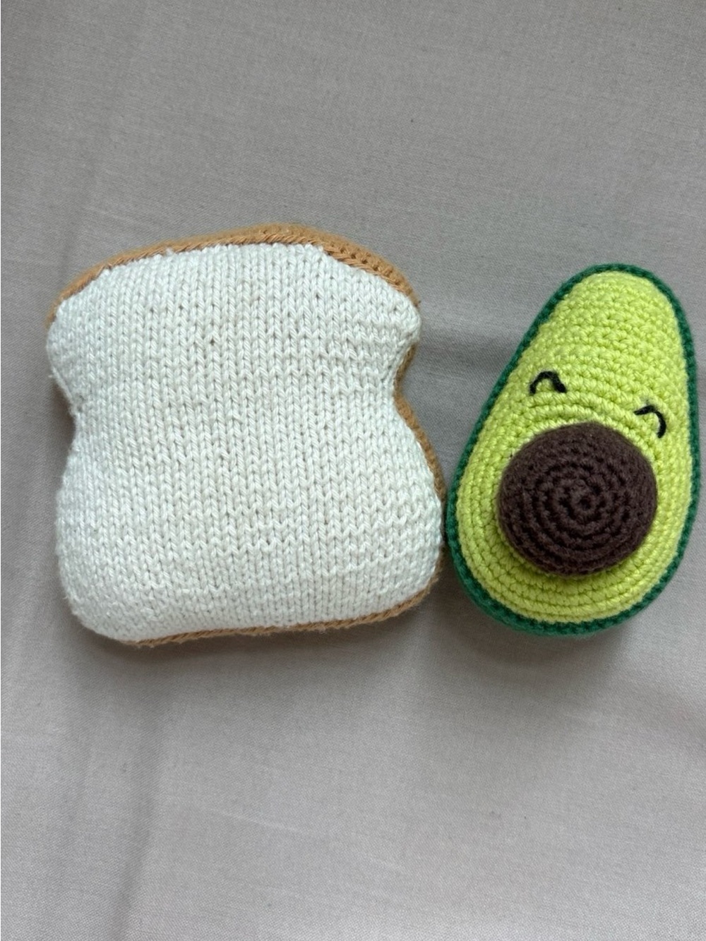 Plush Crochet Avocado and Toast Kids Toy Set
